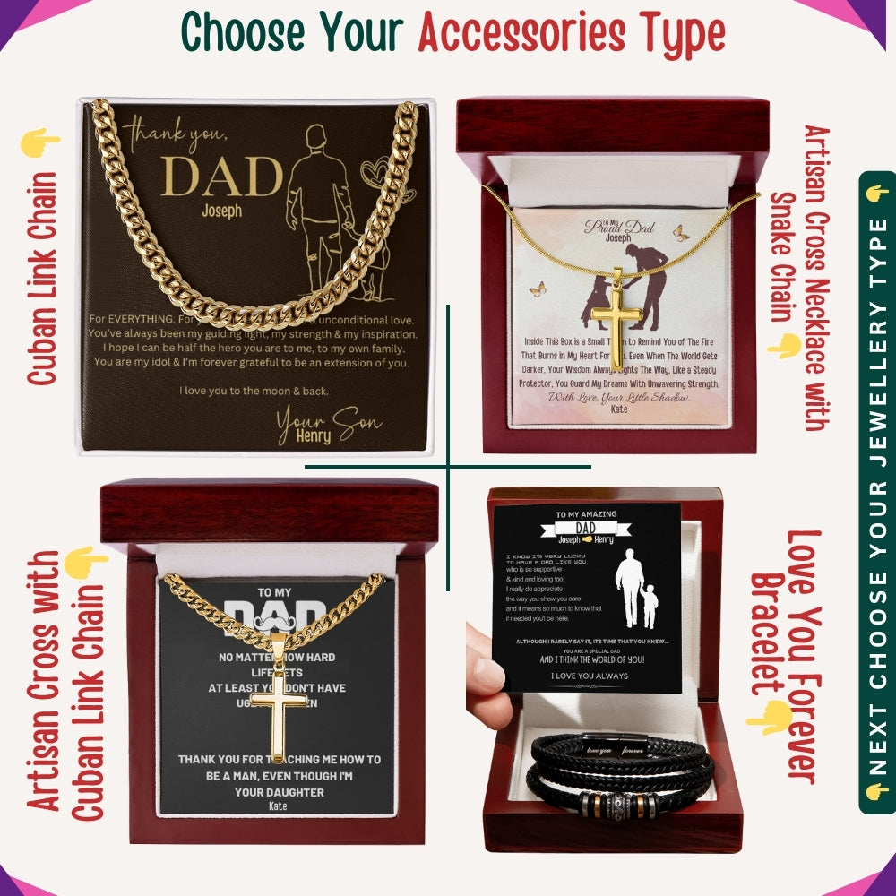 To My Incredible Dad" – You Mean the World to Me, Necklace With Personalized Message Card