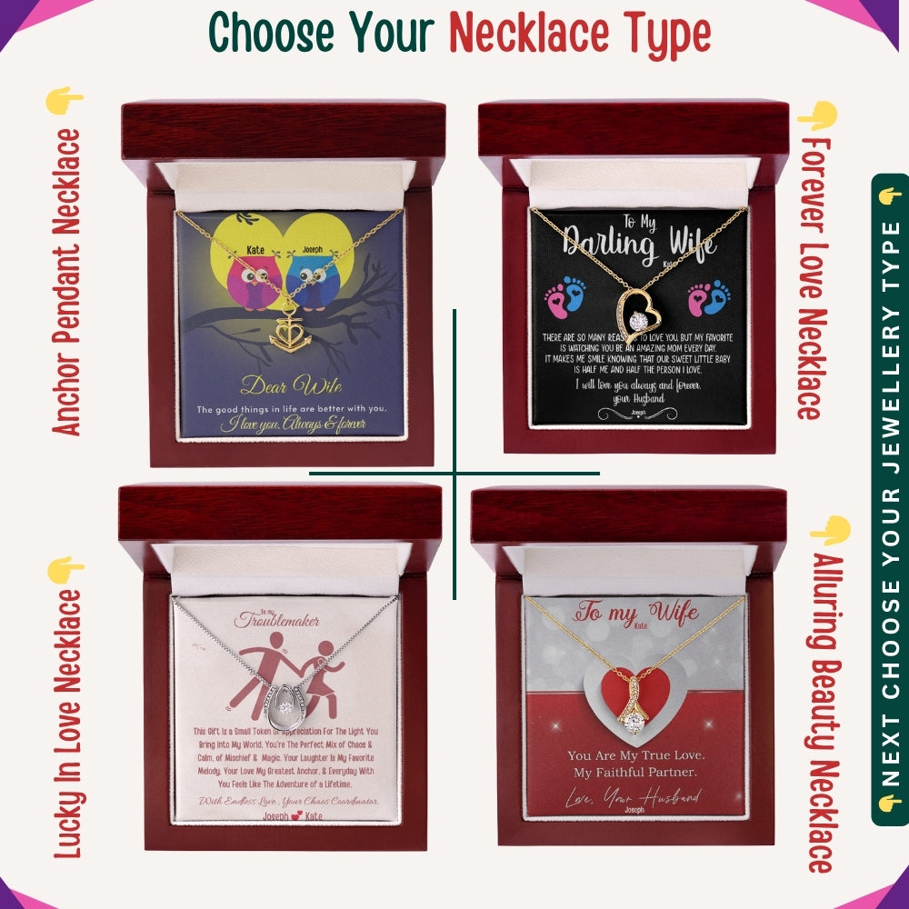 "To My Beloved Wife" – With Endless Love, Necklace With Personalized Message Card