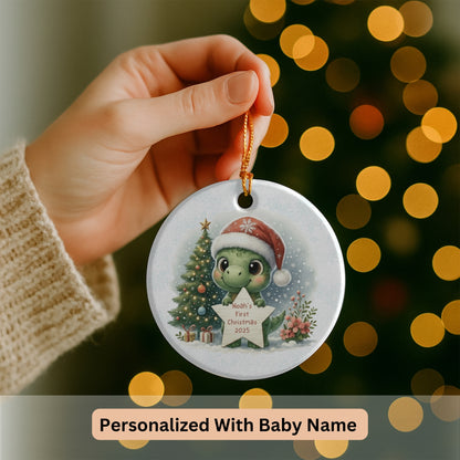 Baby T-Rex Christmas Ornament Baby Dinosaur Ornament Baby's First Christmas 2025 Name Ornament Personalized Dinosaur Gift
