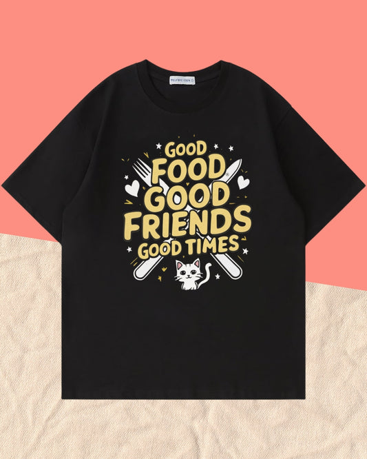 Good Food Good Friend Unisex Friendship Oversized Boxy Tee