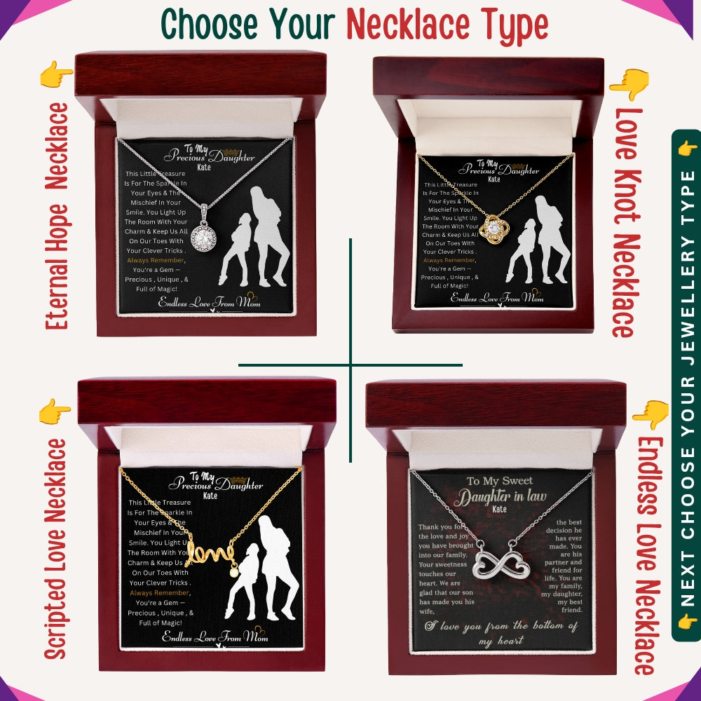 "To my Daughter, GrandDaughter, Daughter In Law" - You’ll Always Be My Greatest Blessing, Necklace With Personalized Message Card