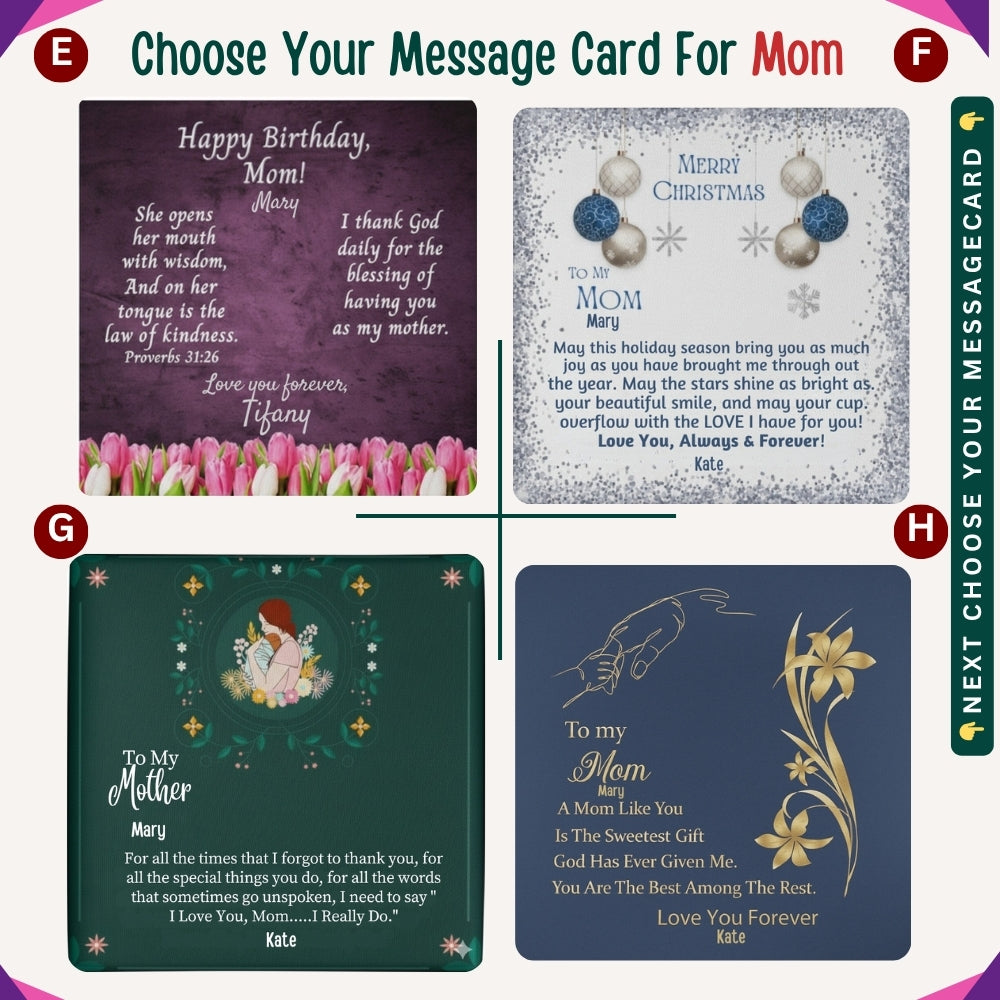 "To My Beloved Mom" – With Endless Love, Necklace With Personalized Message Card