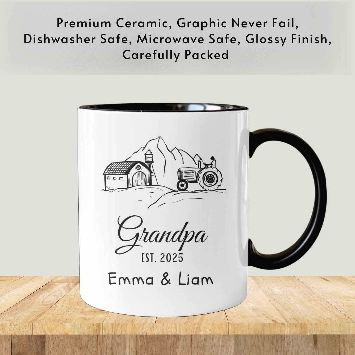 Custom Grandpa Mug, Personalized Grandpa Mug, Wildflowers Grandfather Mug, Customized Grandfather Gifts, Gift for Grandpa