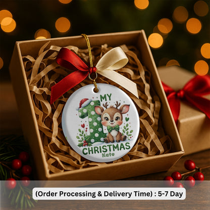 Baby's First Christmas Decoration| Personalised Baby's 1st Christmas Scene Decoration | Keepsake Christmas Santa Gift Ceramic Ornament
