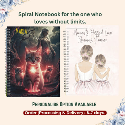 Personalized Spiral Notebook, Custom Name Journal, Floral Diary, Gratitude Journal, Personalized Gift for For Mom Mothers Day Birthday