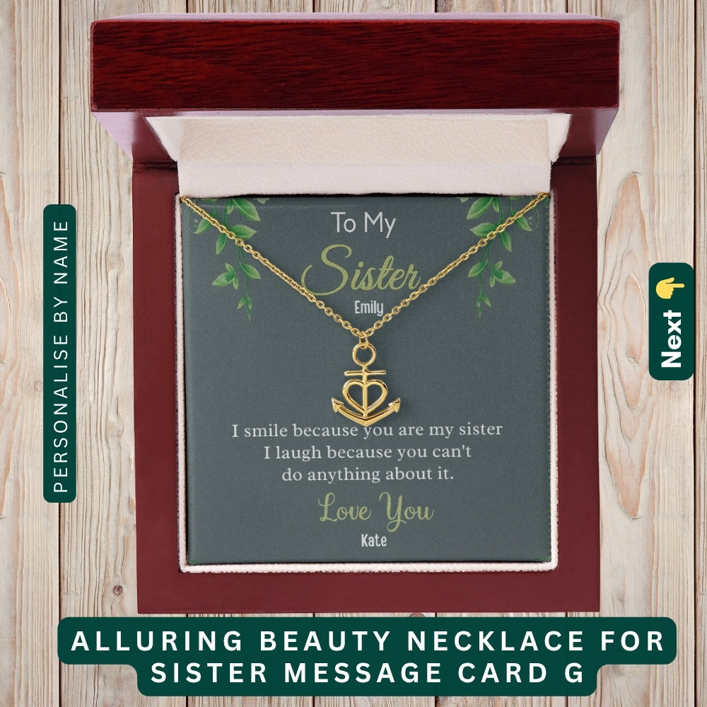 To My Incredible Sister" – Thank You for Always Being There, Necklace With Message Card