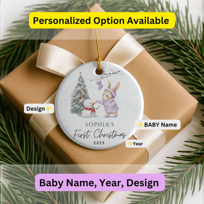 Personalized Baby’s First Christmas Ornament, Custom Newborn Keepsake Gift, Baby Girl or Boy Gift, Baby Girl Ornament