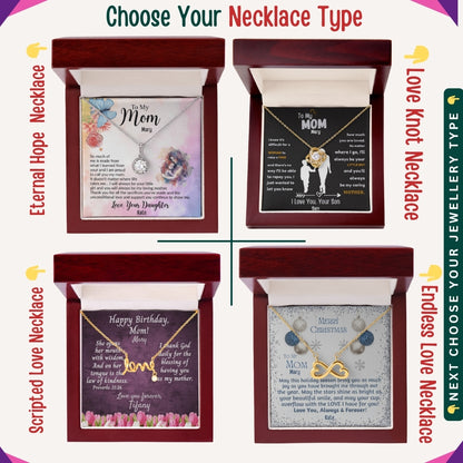 "To My Beloved Mom" – With Endless Love, Necklace With Personalized Message Card