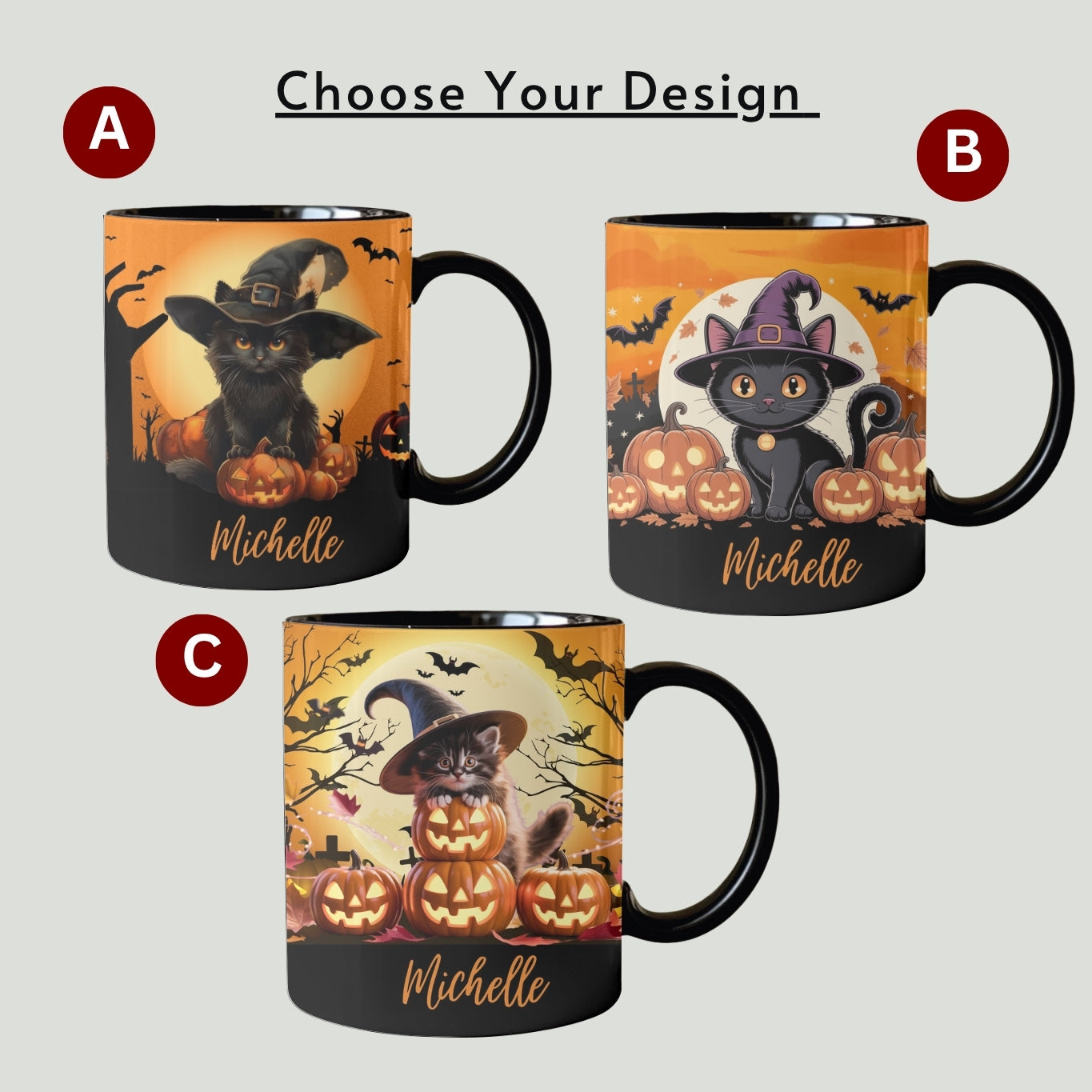 Personalized Black Cat Halloween Mug: Spooky Autumn Gift