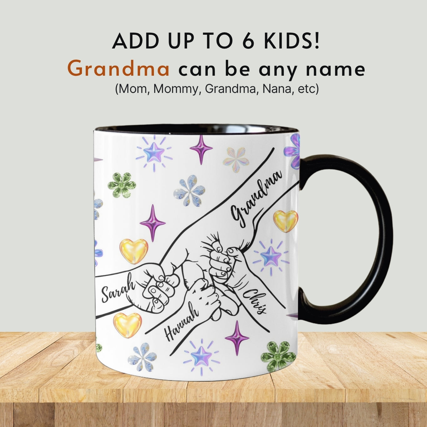 Grandma Mug, Personalized Grandma Cup, Custom Grandma Gifts from Grandkids Names Grandchildren, Grandmother Birthday Mothers Day Gift