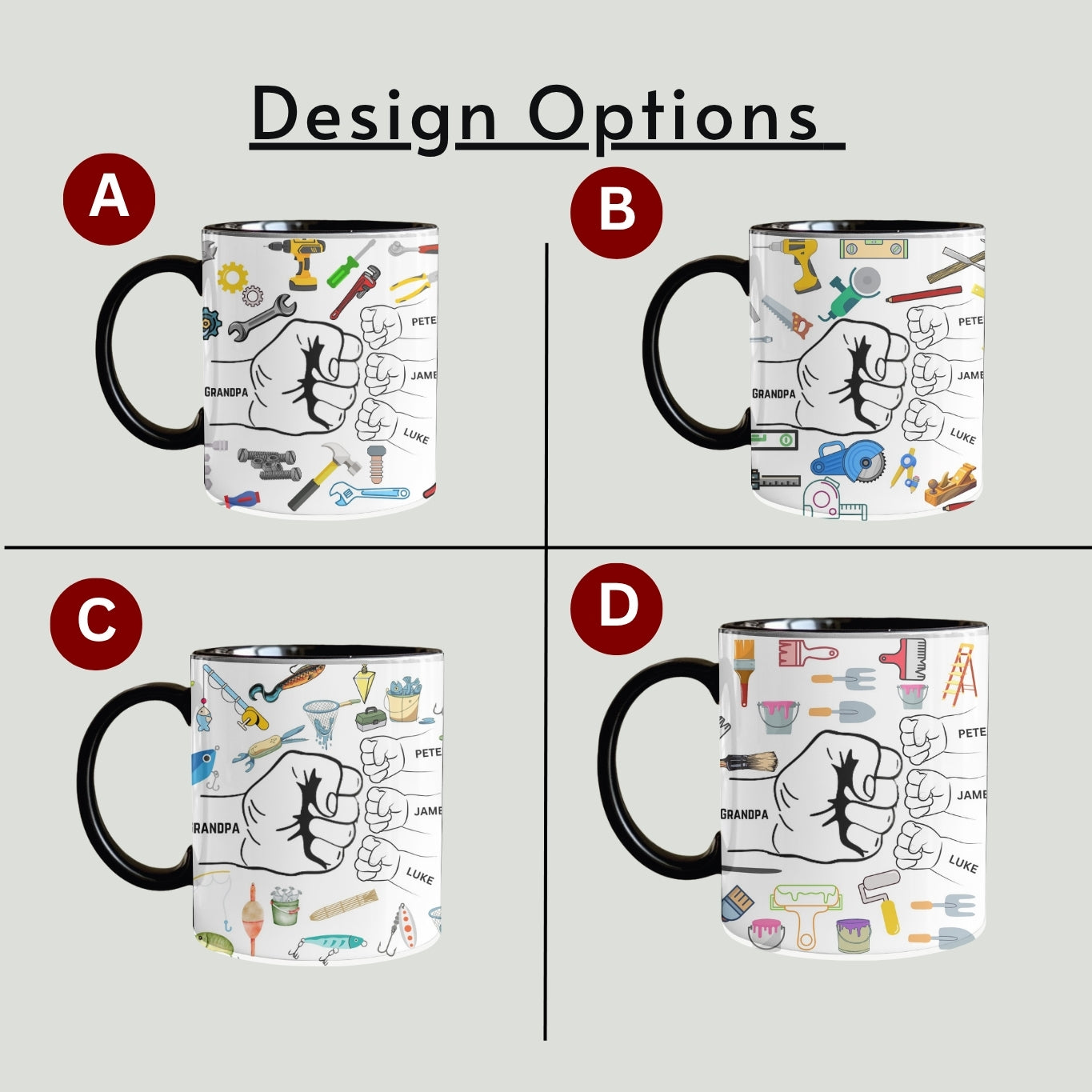 Grandpa Mug, Personalized Grandpa Cup, Custom Grandpa Gifts from Grandkids Names Grandchildren, Grandfather Birthday Fathers Day Gift