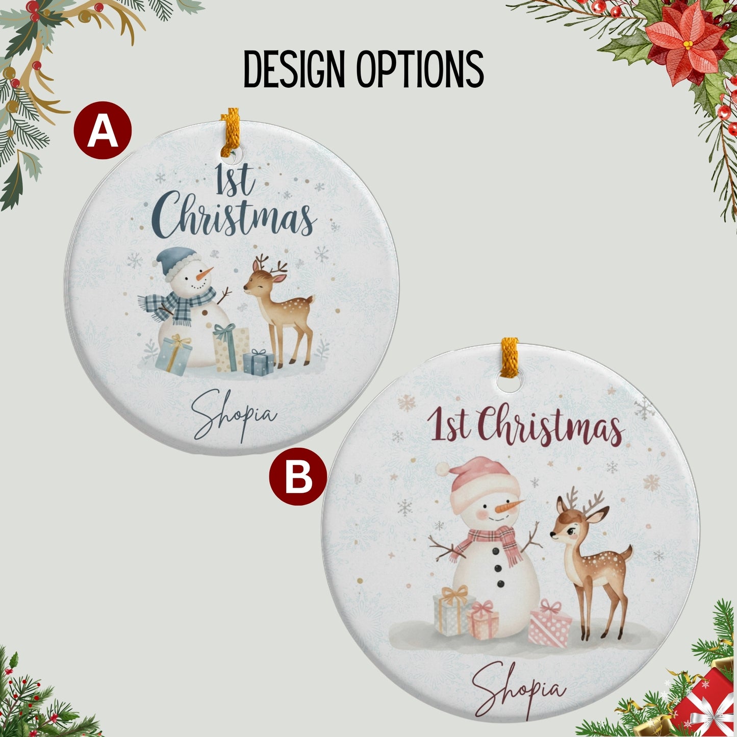 Baby First Christmas Ornament 2025, Personalized First Christmas Ornament, Baby's 1st Christmas Keepsake, Custom Baby Xmas Ornament 2025