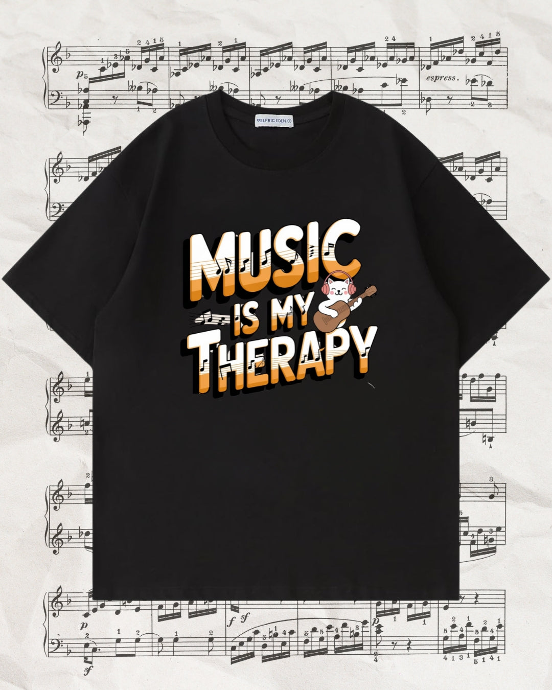 Music Is My Therapy Music Idiom Unisex Oversized Boxy Tee