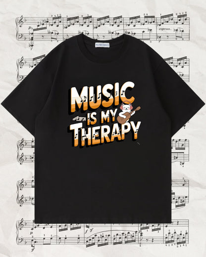 Music Is My Therapy Music Idiom Unisex Oversized Boxy Tee