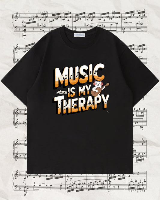 Music Is My Therapy Music Idiom Unisex Oversized Boxy Tee