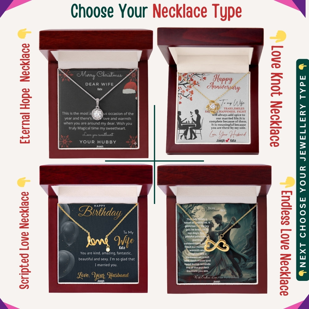 "To My Beloved Wife" – With Endless Love, Necklace With Personalized Message Card