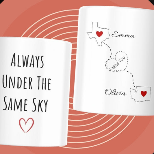 Long Distance Friend Mug, Personalized Long Distance Friend Gift for Best Friends Birthday Gifts, Custom Bestie Friendship Coffee Cup