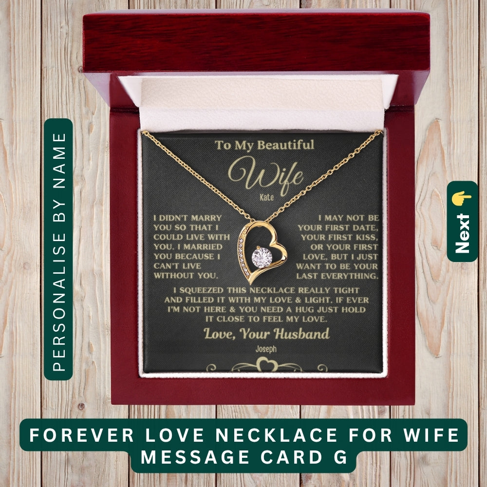 "To My Dearest Wife" – You Are My Everything, Necklace With Personalized Message Card