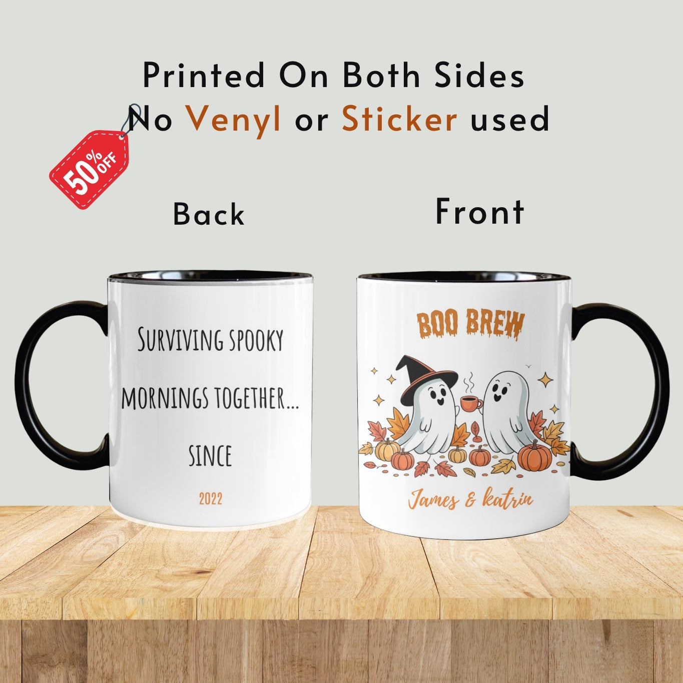 Couple Halloween Mug, Boo Brew Ceramic Mug, Custom Couple Boo Mug, Couple Halloween Cup, Anniversary Gift, Couple Gifts, Fall Mug