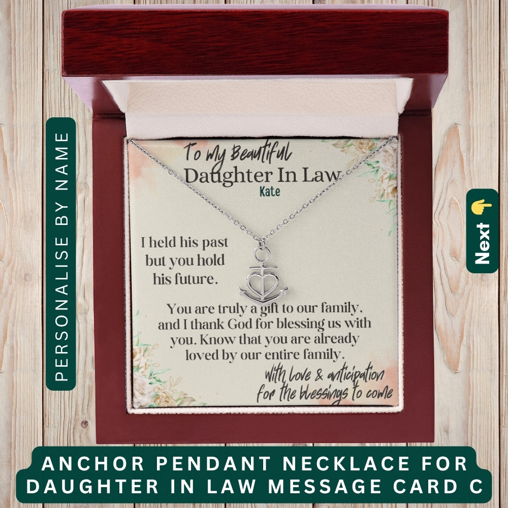 "To my Daughter,GrandDaughter,Daughter In Law" - You Are My Heart and My Happiness, Necklace With Personalized Message Cards.