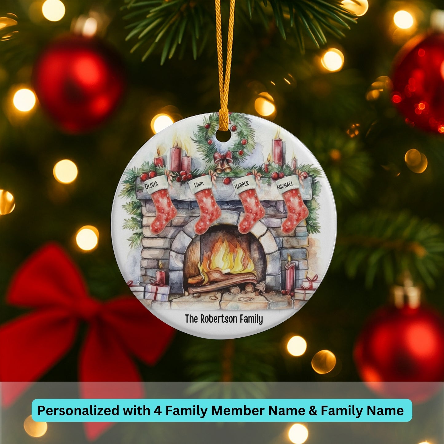 Personalized Family Ornament, Christmas Gift For Family, Family With Names, Christmas Ornament, Socks Ornament, Custom Family Gift
