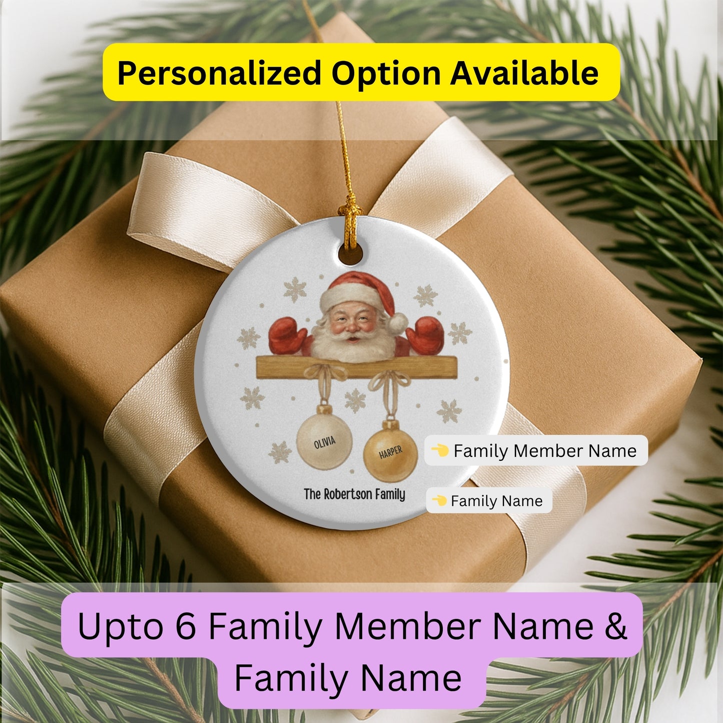 Personalized Family Ornament,Santa Ornament , Christmas Gift For Family, Family With Names, Christmas Ornament, Custom Family Gift.
