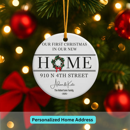 New Home Ornament - New Home Christmas Ornament 2025 - Realtor Closing Gift - Wreath New House Ornament