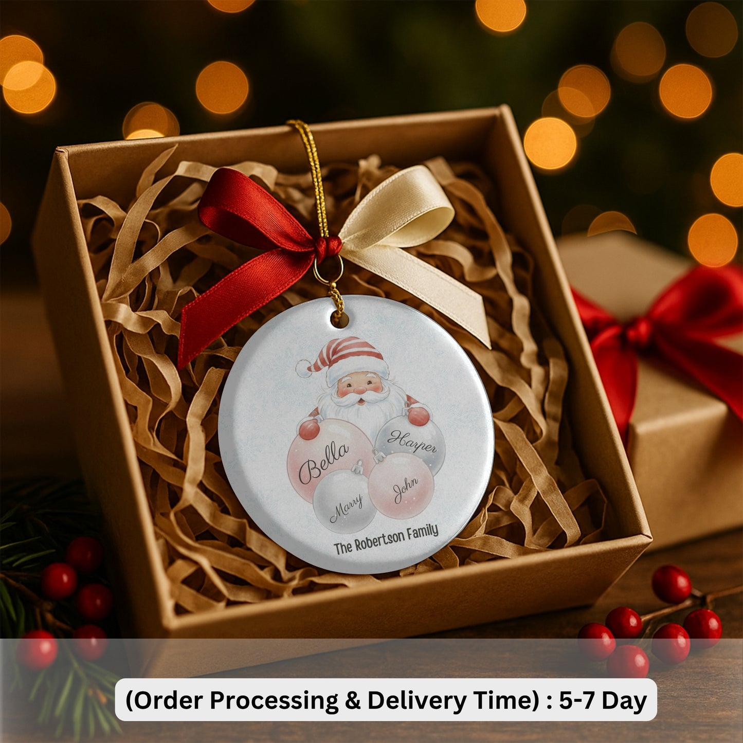 Personalized Family Ornament, Christmas Gift For Family, Family With Names, Christmas Ornament, Santa Ornament, Custom Family Gift