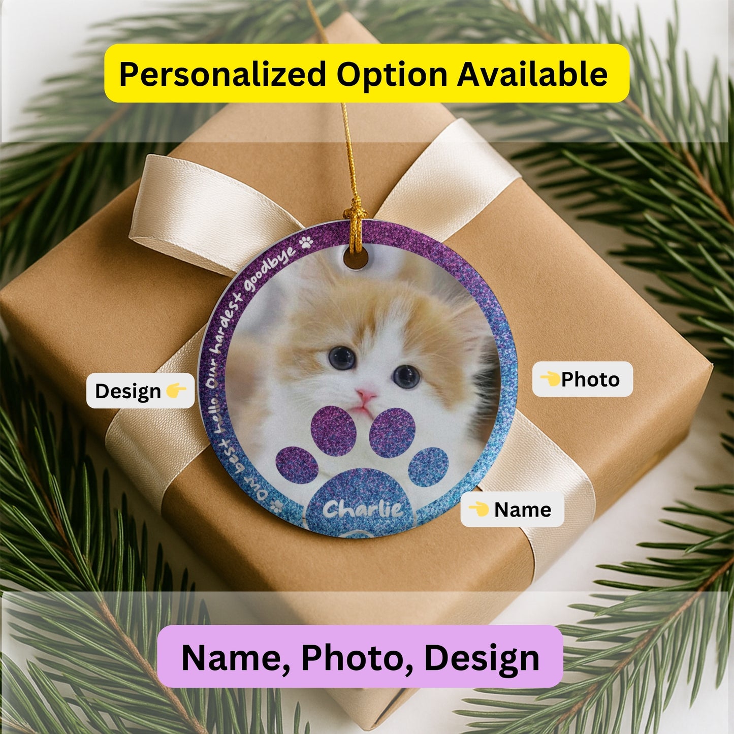 Custom Photo Pet Memorial Gift, Memorial Ornament, Custom Ornament, Pet Memorial, Christmas Ornaments, Custom Pet Ornament