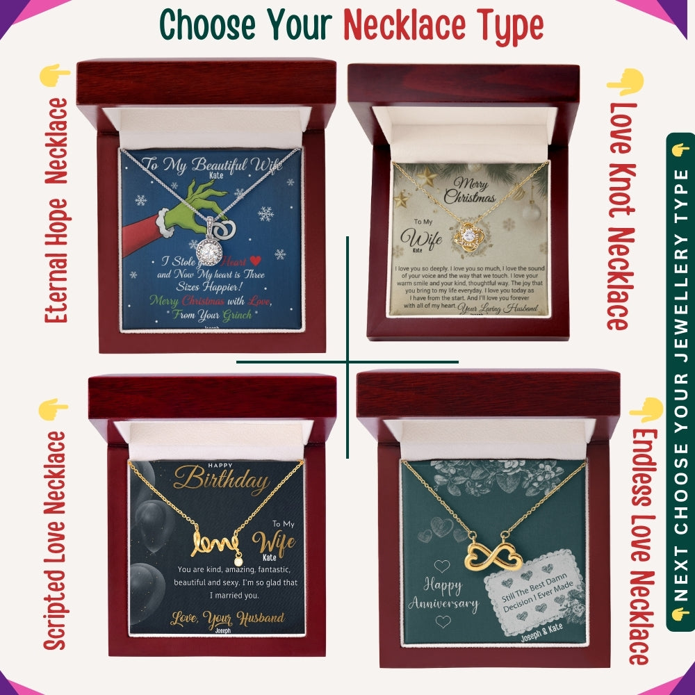 "To My Loving Wife" – Forever in My Heart, Necklace With Personalized Message Card