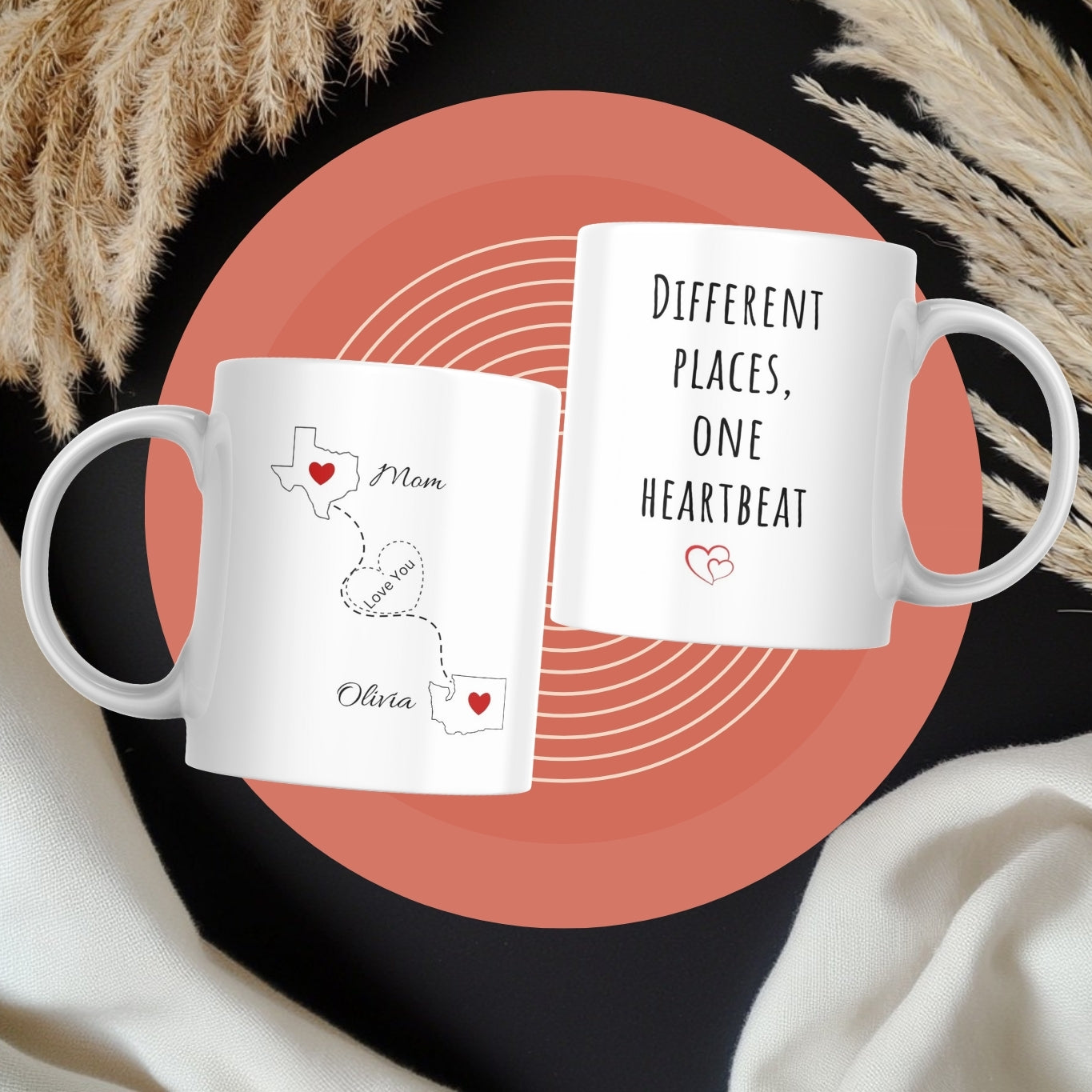 Long Distance Mom Mug, Personalized State to State Coffee Cup, Custom Long Distance Mom Gift for Mom from Daughter, Mothers Day Gift