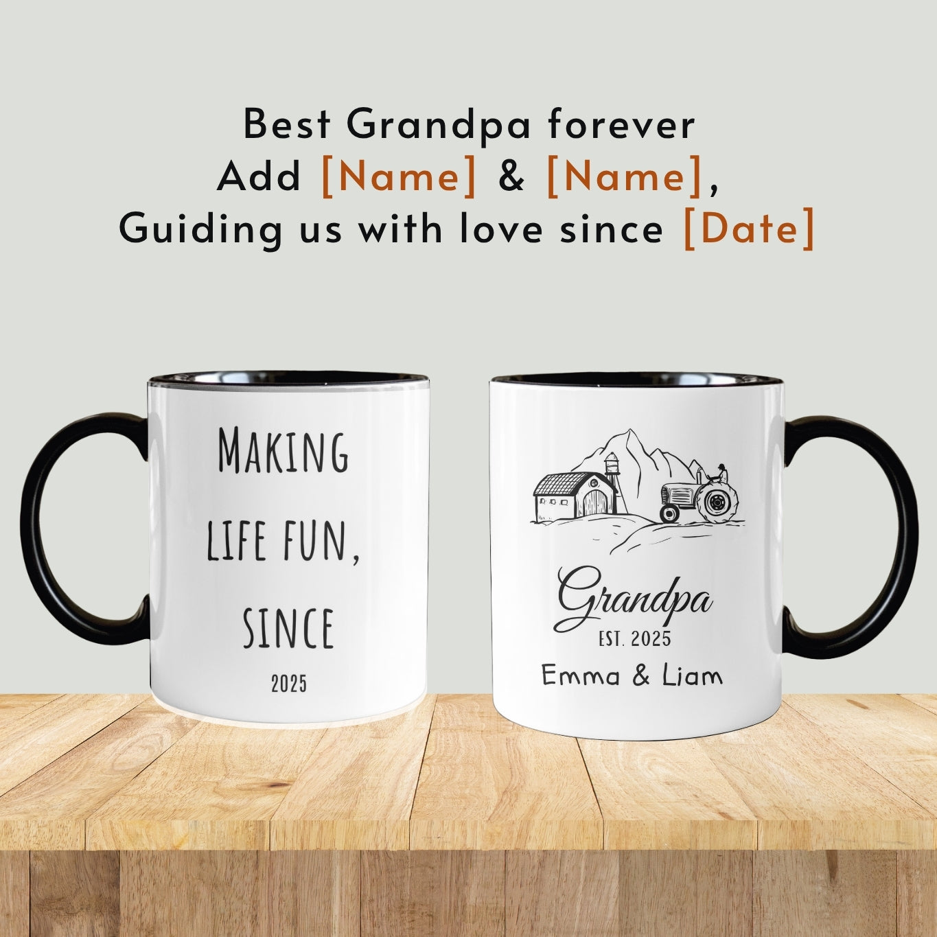 Custom Grandpa Mug, Personalized Grandpa Mug, Wildflowers Grandfather Mug, Customized Grandfather Gifts, Gift for Grandpa