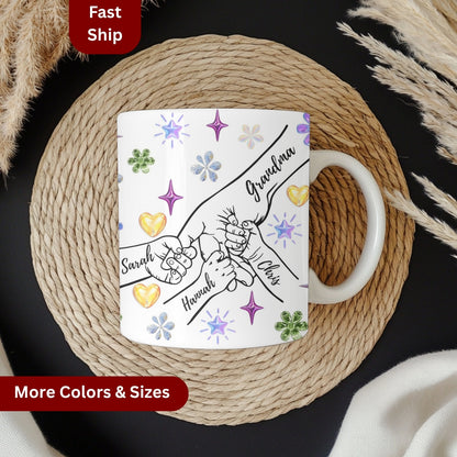 Grandma Mug, Personalized Grandma Cup, Custom Grandma Gifts from Grandkids Names Grandchildren, Grandmother Birthday Mothers Day Gift