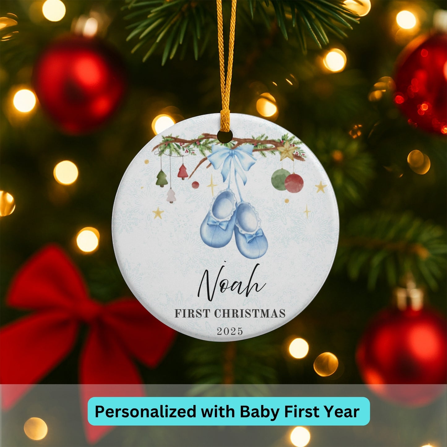 Babys First Christmas Ornament 2025, Personalized Baby Boy First Christmas Ornament, Baby Boy Baby Shower Gift, Baby's Family Keepsake