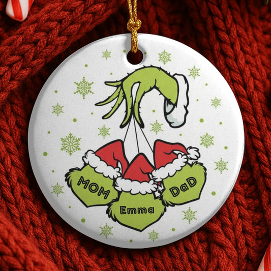 Personalized Family Ornament, Christmas Gift For Family, Family With Names, Christmas Ornament, Custom Family Gift, Grinch Ornament