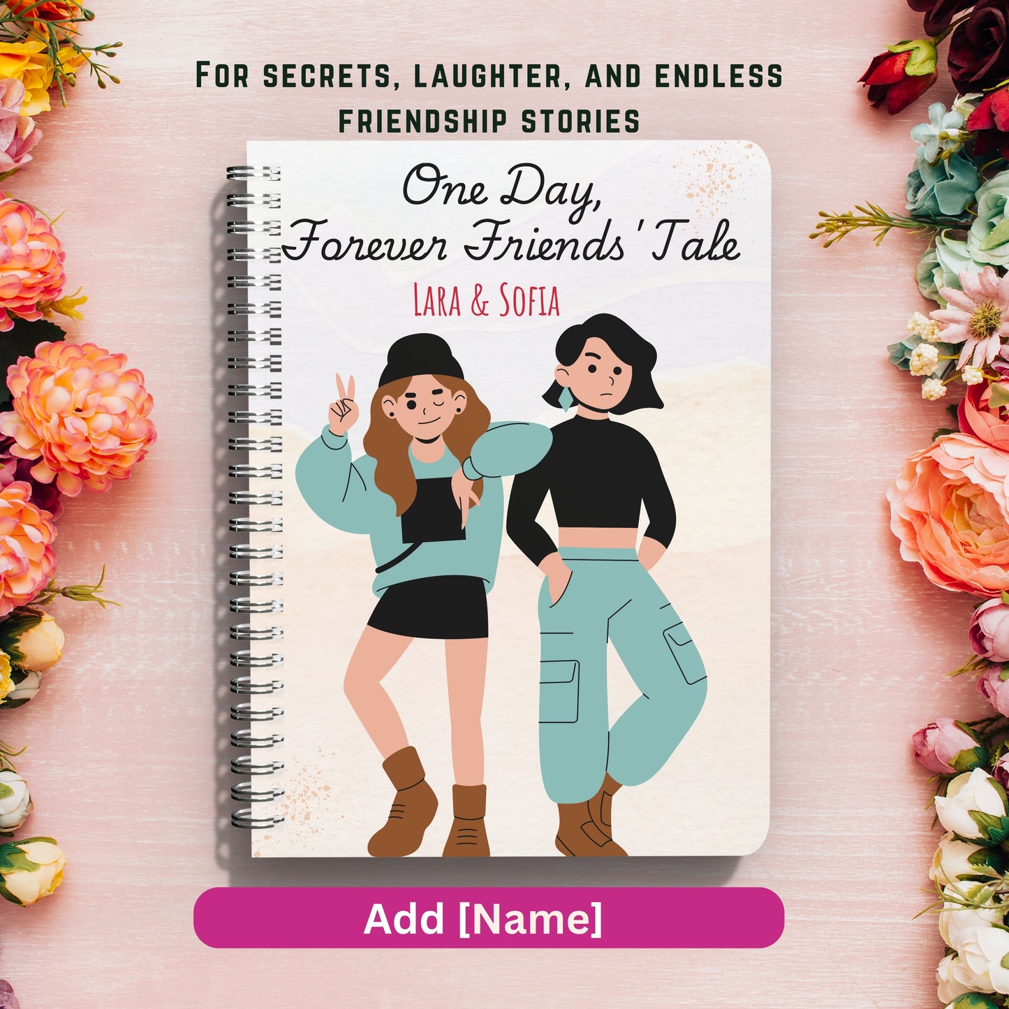 Personalized Bestie Spiral Notebook, Custom Best Friend Gift, BFF Birthday Present, Friendship Notebook, Gift for Bestie