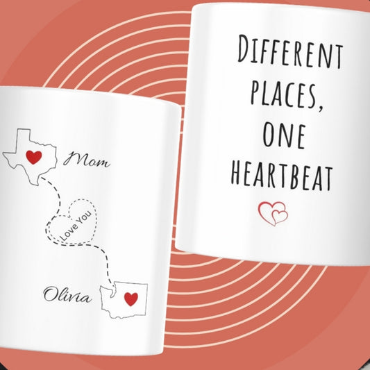 Long Distance Mom Mug, Personalized State to State Coffee Cup, Custom Long Distance Mom Gift for Mom from Daughter, Mothers Day Gift