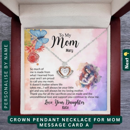 "To My Beloved Mom" – With Endless Love, Necklace With Personalized Message Card