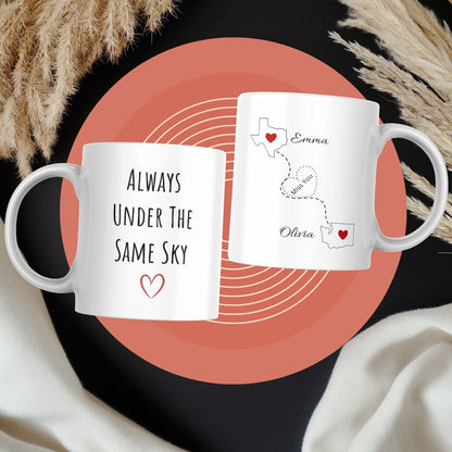 Long Distance Friend Mug, Personalized Long Distance Friend Gift for Best Friends Birthday Gifts, Custom Bestie Friendship Coffee Cup