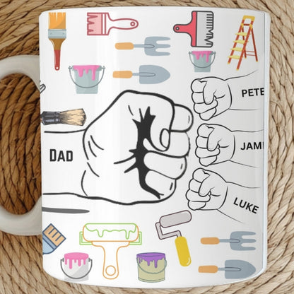 Personalized Dad Mug, Custom Dad Coffee Cup, Dad Gifts with Kids Names, Daddy Birthday Fathers Day Gifts for Dad Present from Children