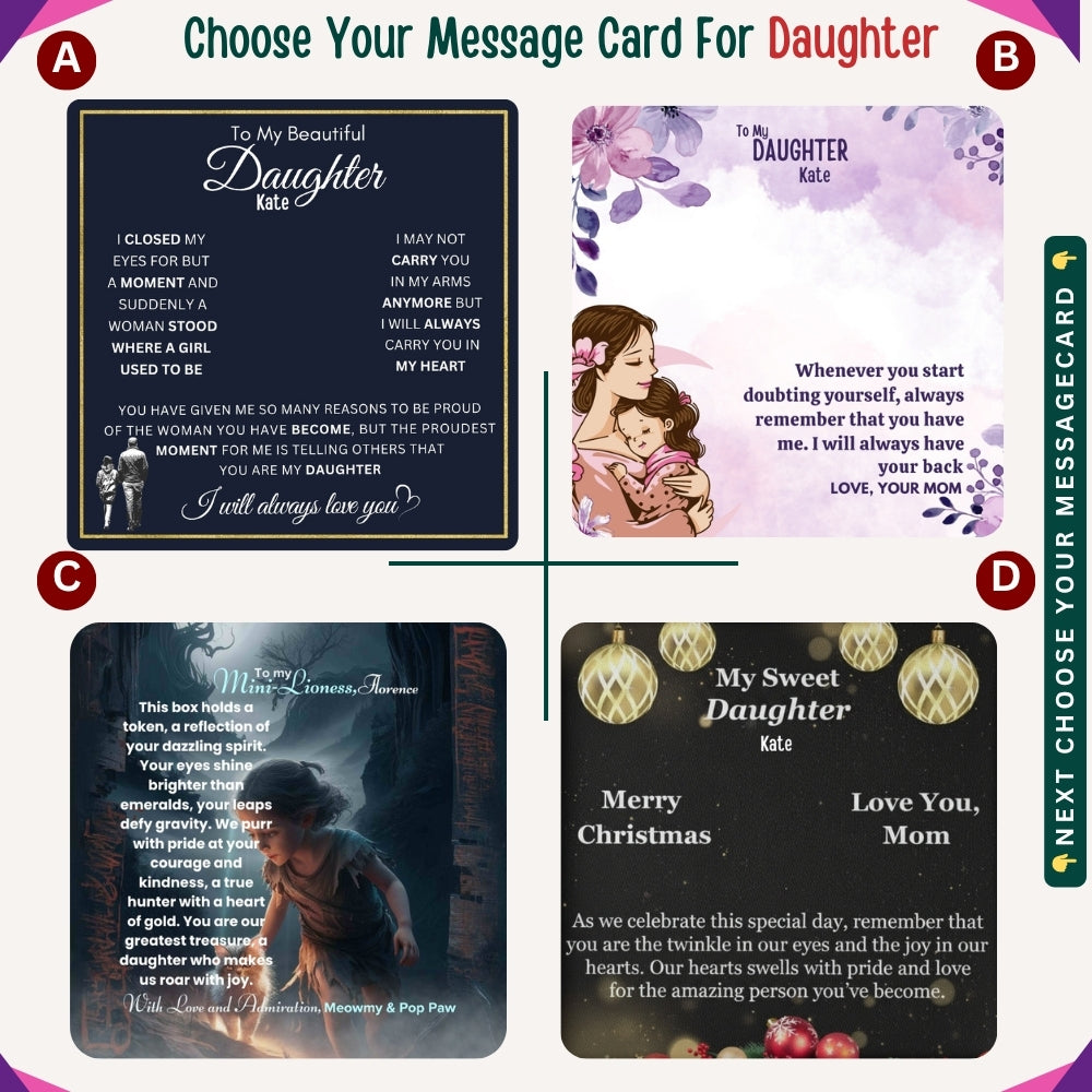 "To My Daughter, Granddaughter & Daughter-in-Law," – A Gift from the Heart, Necklace With Personalized Message Card