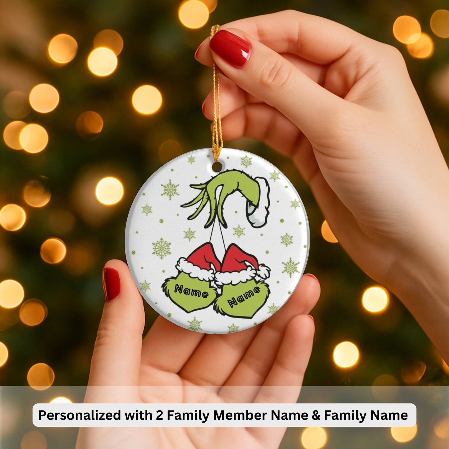 Personalized Family Ornament, Christmas Gift For Family, Family With Names, Christmas Ornament, Custom Family Gift, Grinch Ornament
