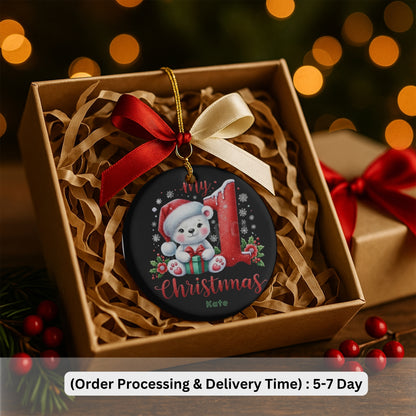 Babys First Christmas Ornament 2025, Personalized First Christmas Girl, Baby xmas Bauble Baby Shower Gift, 1st Christmas Boy Newborn Gift
