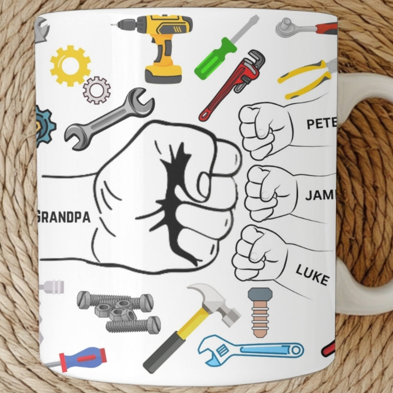 Grandpa Mug, Personalized Grandpa Cup, Custom Grandpa Gifts from Grandkids Names Grandchildren, Grandfather Birthday Fathers Day Gift