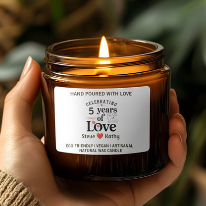 Personalised Anniversary Candle, Anniversary Gift , Love Couple Gift, Wedding Anniversary Candle, Custom Names, Anniversary