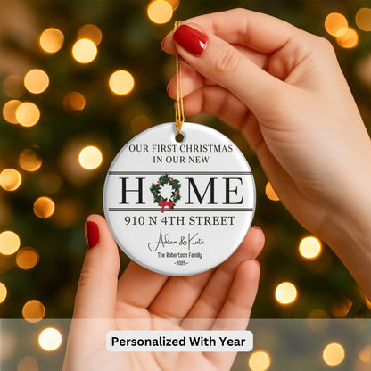 New Home Ornament - New Home Christmas Ornament 2025 - Realtor Closing Gift - Wreath New House Ornament