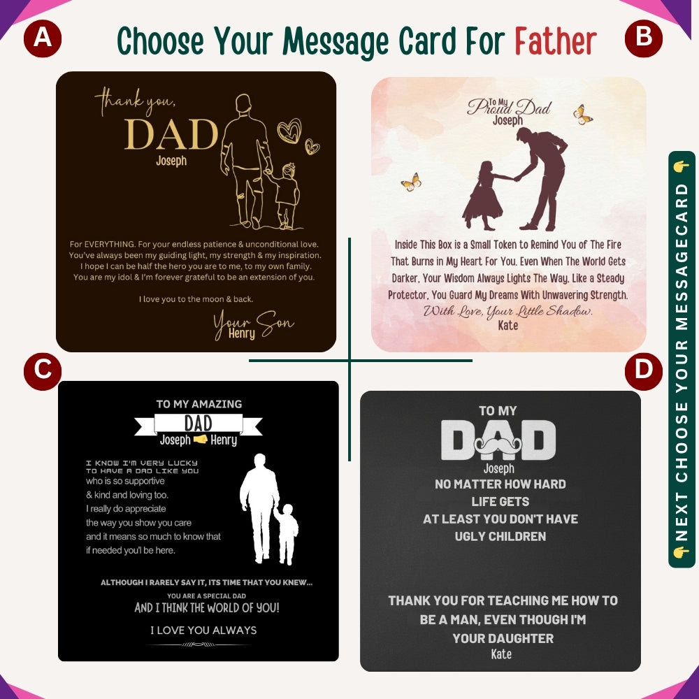 To My Incredible Dad" – You Mean the World to Me, Necklace With Personalized Message Card