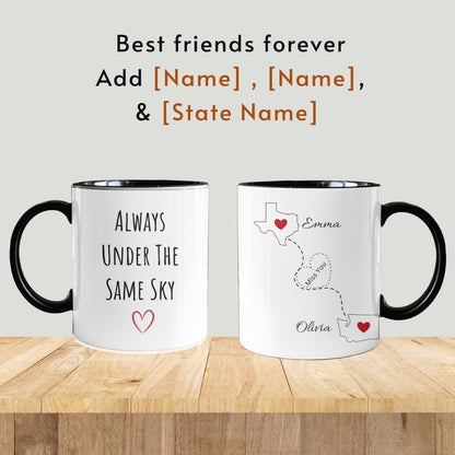 Long Distance Friend Mug, Personalized Long Distance Friend Gift for Best Friends Birthday Gifts, Custom Bestie Friendship Coffee Cup