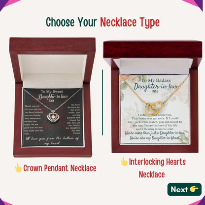 "To my Daughter,GrandDaughter,Daughter In Law" - You Are My Heart and My Happiness, Necklace With Personalized Message Cards.