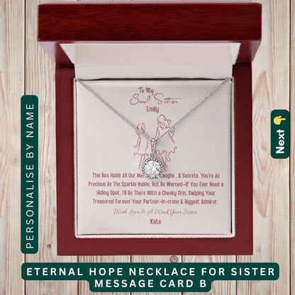 To My Incredible Sister" – Thank You for Always Being There, Necklace With Message Card